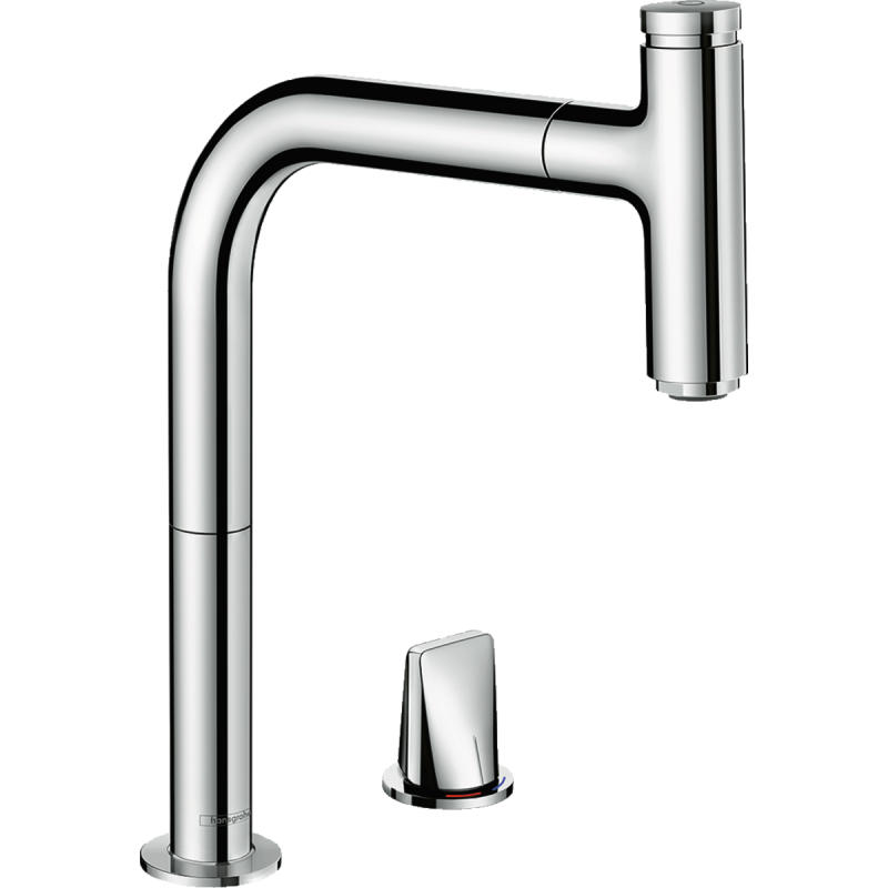 Hansgrohe Metris Select M71 sbox超長伸縮按壓廚房龍頭｜雙孔