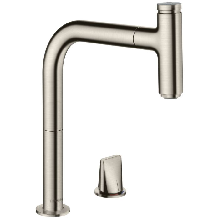 Hansgrohe Metris Select M71 sbox超長伸縮按壓廚房龍頭｜雙孔