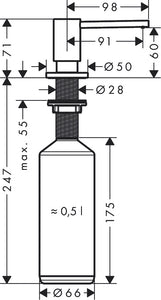 Hansgrohe A41 埋入/嵌入式給皂器｜洗碗精、洗手乳、乳液