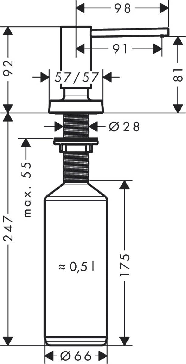 Hansgrohe A71 方形底座 埋入/嵌入式給皂器｜洗碗精、洗手乳、乳液