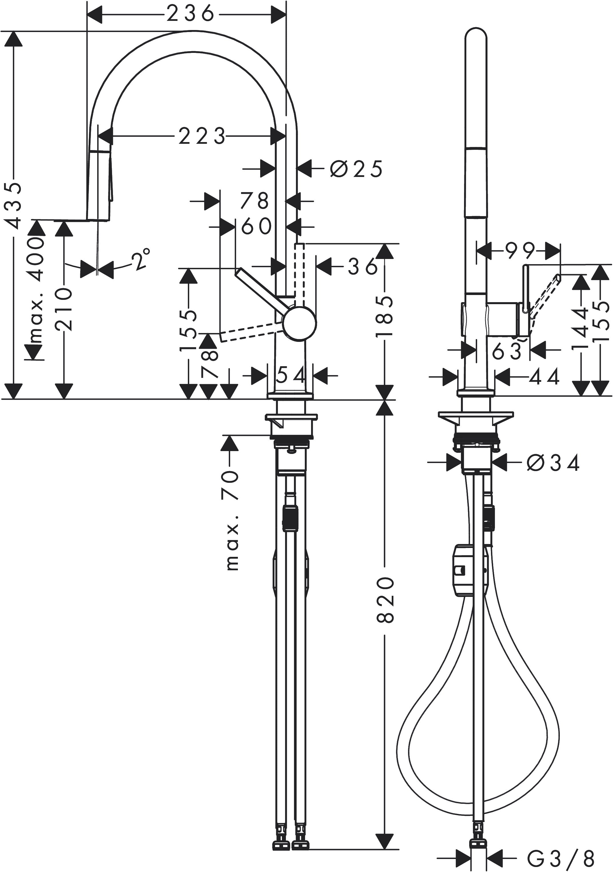 Hansgrohe Talis M54 210 伸縮雙出水廚房龍頭